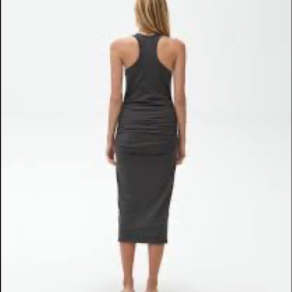 New Michael Stars Racer Back Ruched Midi Dress Oxide Size XS - Picture 3 of 10